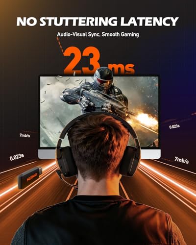 NUBWO G06 Dual Wireless Gaming Headset mit Mikrofon für PS5, PS4, PC, Mobile: 2.4 GHz Wireless + Bluetooth - 100 Stunden - 50mm -Treiber - Orange Bild 5