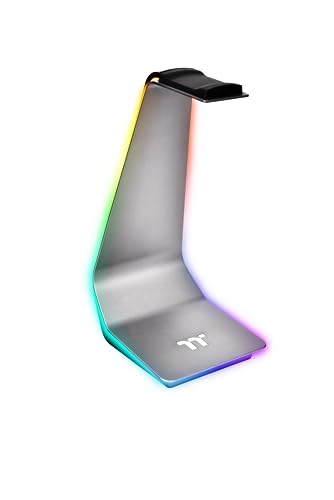 Thermaltake Argent HS1 RGB Gaming Headset Stand | Headset-Halterung | Aluminium | Kabelhalter | Zwei USB 3.0-Hubs | 3,5 mm Audiobuchse | Silber, One Size Bild 1