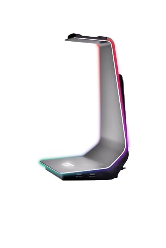 Thermaltake Argent HS1 RGB Gaming Headset Stand | Headset-Halterung | Aluminium | Kabelhalter | Zwei USB 3.0-Hubs | 3,5 mm Audiobuchse | Silber, One Size Bild 3
