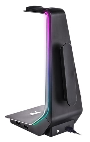 Thermaltake Argent HS1 RGB Gaming Headset Stand | Headset-Halterung | Aluminium | Kabelhalter | Zwei USB 3.0-Hubs | 3,5 mm Audiobuchse | Silber, One Size Bild 5