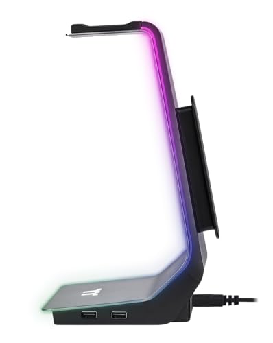 Thermaltake Argent HS1 RGB Gaming Headset Stand | Headset-Halterung | Aluminium | Kabelhalter | Zwei USB 3.0-Hubs | 3,5 mm Audiobuchse | Silber, One Size Bild 6
