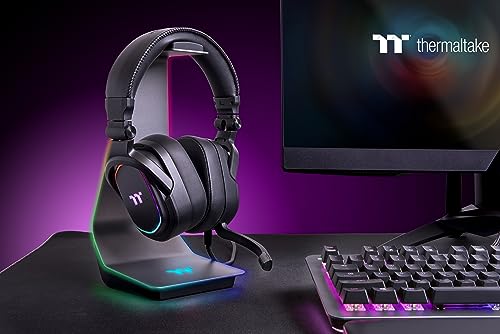 Thermaltake Argent HS1 RGB Gaming Headset Stand | Headset-Halterung | Aluminium | Kabelhalter | Zwei USB 3.0-Hubs | 3,5 mm Audiobuchse | Silber, One Size Bild 7