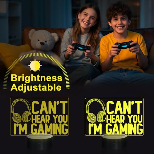 Can't Hear You I'm Gaming Nachtlicht, YuanDian Headset Grafik Videospiele Gamer Geschenk Lustige 3D-Illusionslampe 16 Farben mit wechselnder Berührung und Fernbedienung für Männer, Teenager und Kinder Bild 4