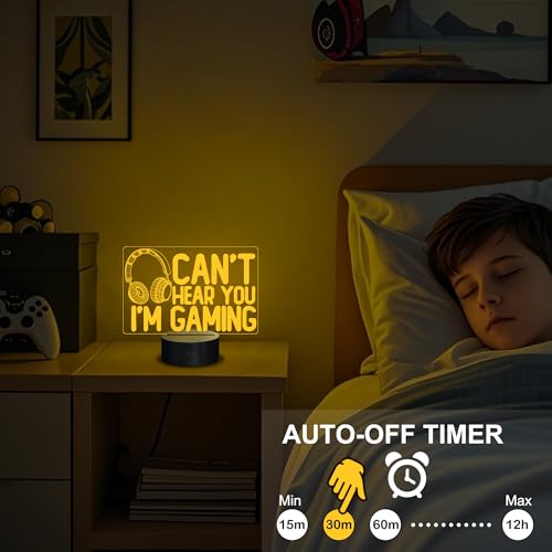 Can't Hear You I'm Gaming Nachtlicht, YuanDian Headset Grafik Videospiele Gamer Geschenk Lustige 3D-Illusionslampe 16 Farben mit wechselnder Berührung und Fernbedienung für Männer, Teenager und Kinder Bild 6