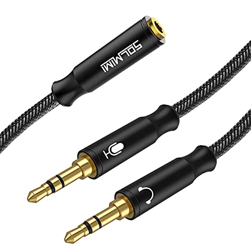 Headset Adapter für PC 3.5 mm TRRS Buchse auf Dual 3,5 mm TRS-Stecker Kopfhörer Mikrofon Audio Y Splitterkabel für CTIA-Gaming-Headset - 0,3 Meter Bild 1