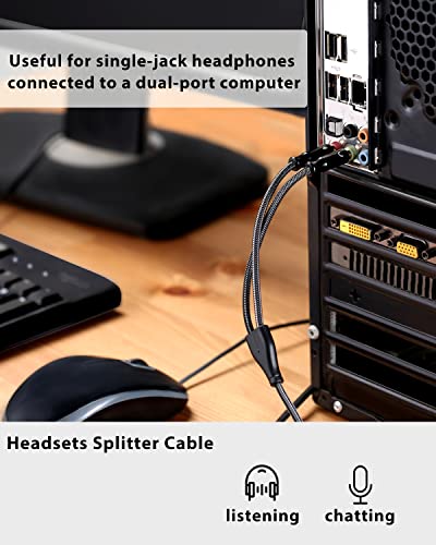 Headset Adapter für PC 3.5 mm TRRS Buchse auf Dual 3,5 mm TRS-Stecker Kopfhörer Mikrofon Audio Y Splitterkabel für CTIA-Gaming-Headset - 0,3 Meter Bild 6