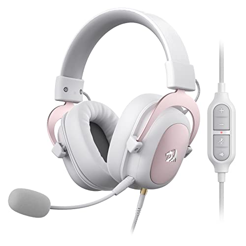 Redragon H510 Zeus Gaming-Headset mit Kabel - 7.1 Surround-Sound - Bezug aus atmungsaktivem Stoff - 53MM-Treiber - Abnehmbares Mikrofon - Immersionskopfhörer für PC/PS4/Xbox One/NS - Rosa & Weiß Bild 1