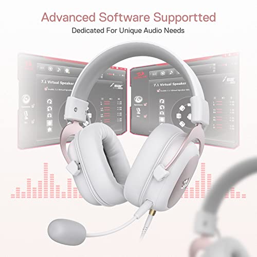 Redragon H510 Zeus Gaming-Headset mit Kabel - 7.1 Surround-Sound - Bezug aus atmungsaktivem Stoff - 53MM-Treiber - Abnehmbares Mikrofon - Immersionskopfhörer für PC/PS4/Xbox One/NS - Rosa & Weiß Bild 5