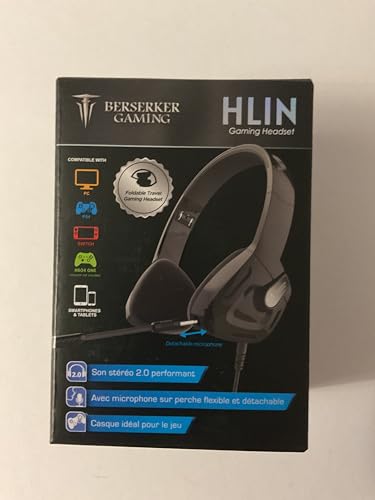 BERSERKER Casque Gaming-HLIN Silber/Schwarz, Klinke 3,5 mm + USB, kompatibel mit Ordi Tablet, PS5.4, Xbox One, Switch Bild 2