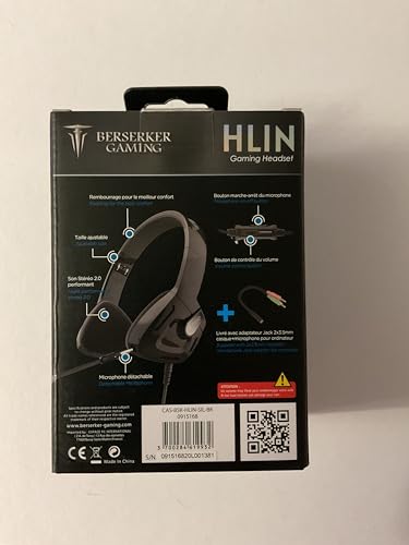 BERSERKER Casque Gaming-HLIN Silber/Schwarz, Klinke 3,5 mm + USB, kompatibel mit Ordi Tablet, PS5.4, Xbox One, Switch Bild 5