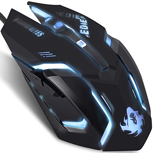 IULONEE Wired Gaming Mouse USB Silent Click Komfortabel Gamer-Mäuse mit Hintergrundbeleuchtung Ergonomische Maus in voller Größe 3200 DPI für PC Computer Laptop Desktop (Schwarz) Bild 1