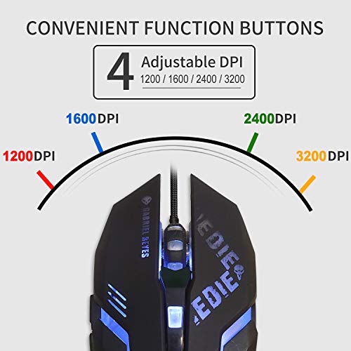 IULONEE Wired Gaming Mouse USB Silent Click Komfortabel Gamer-Mäuse mit Hintergrundbeleuchtung Ergonomische Maus in voller Größe 3200 DPI für PC Computer Laptop Desktop (Schwarz) Bild 2