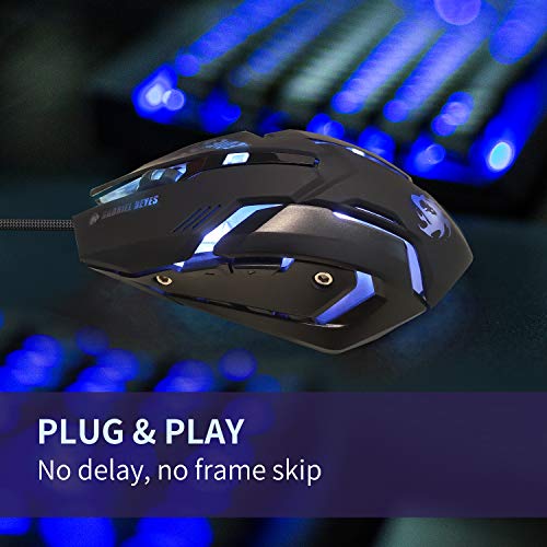 IULONEE Wired Gaming Mouse USB Silent Click Komfortabel Gamer-Mäuse mit Hintergrundbeleuchtung Ergonomische Maus in voller Größe 3200 DPI für PC Computer Laptop Desktop (Schwarz) Bild 4