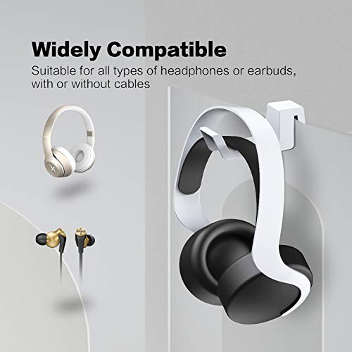 NexiGo PS5 Kopfhörer Halter, [Minimalistisches Design] Mini-Kopfhöreraufhänger mit Stützleiste, für Sony PlayStation 5 Gaming Headset, Weiß Bild 3