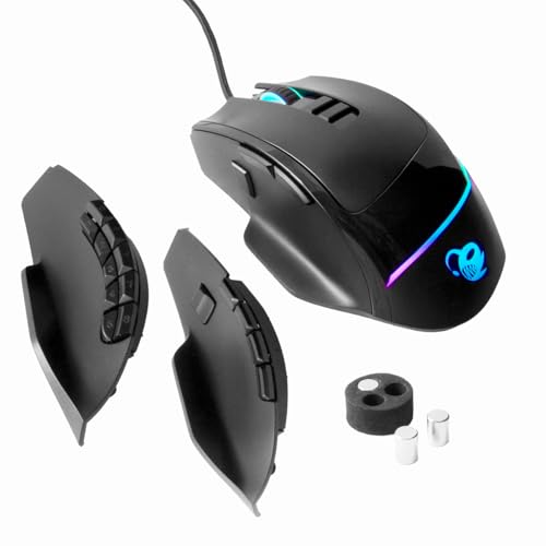 Deep Gaming ProSwap Modulare USB-Maus mit 3 austauschbaren Seitenteilen (3, 5 und 10 Tasten), RGB-Licht, optischer Sensor Pixart 3325, 500FPS, 100IPS, 1000 Hz, Euro-Schalter, dimmbares Gewicht Bild 1