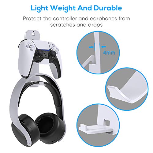 FYOUNG Universal Controller Headset Halterung Kompatibel mit PS5 Konsole, Wandhalterung für PS5 Controller Remote & Pulse 3D Headset Kopfhörer Halter Zubehör Bild 3