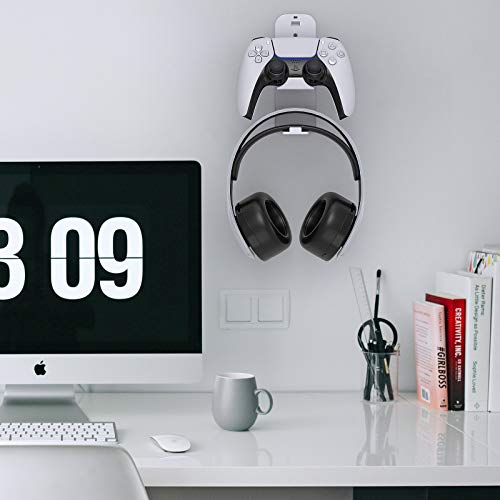 FYOUNG Universal Controller Headset Halterung Kompatibel mit PS5 Konsole, Wandhalterung für PS5 Controller Remote & Pulse 3D Headset Kopfhörer Halter Zubehör Bild 5
