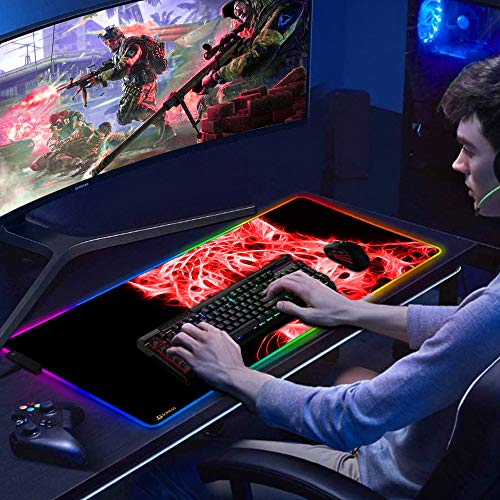 Neu RGB Gaming Mauspad Großes 900x400mm mit 12 RGB Beleuchtungs Modi LED Schreibtischunterlage XXL Wasserdicht Anti Rutsch Mauspad Matte für Computer PC Professionelle Gamer Mousepad Bild 2