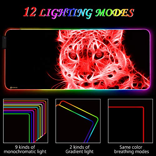 Neu RGB Gaming Mauspad Großes 900x400mm mit 12 RGB Beleuchtungs Modi LED Schreibtischunterlage XXL Wasserdicht Anti Rutsch Mauspad Matte für Computer PC Professionelle Gamer Mousepad Bild 3