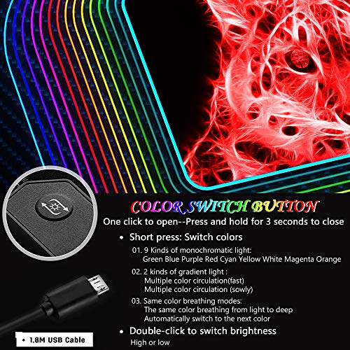 Neu RGB Gaming Mauspad Großes 900x400mm mit 12 RGB Beleuchtungs Modi LED Schreibtischunterlage XXL Wasserdicht Anti Rutsch Mauspad Matte für Computer PC Professionelle Gamer Mousepad Bild 4