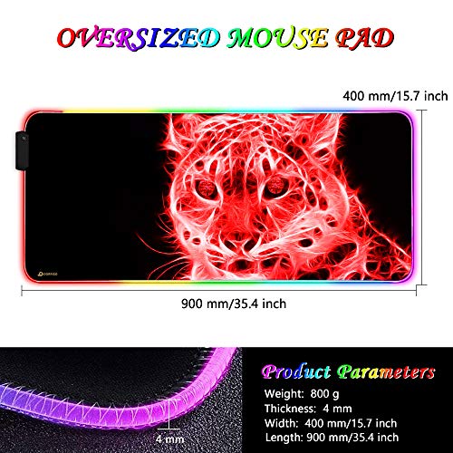 Neu RGB Gaming Mauspad Großes 900x400mm mit 12 RGB Beleuchtungs Modi LED Schreibtischunterlage XXL Wasserdicht Anti Rutsch Mauspad Matte für Computer PC Professionelle Gamer Mousepad Bild 7