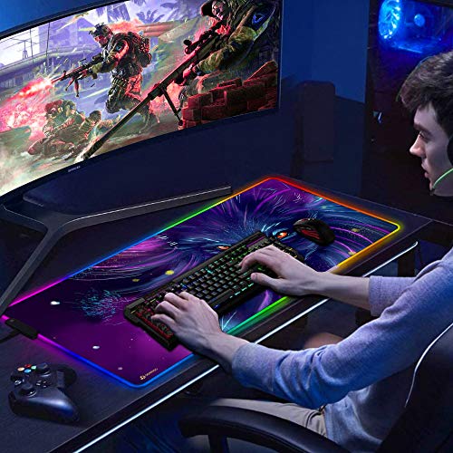 Neu RGB Gaming Mauspad Großes 900x400mm mit 12 RGB Beleuchtungs Modi LED Schreibtischunterlage XXL Wasserdicht Anti Rutsch Mauspad Matte für Computer PC Professionelle Gamer Mousepad Bild 2