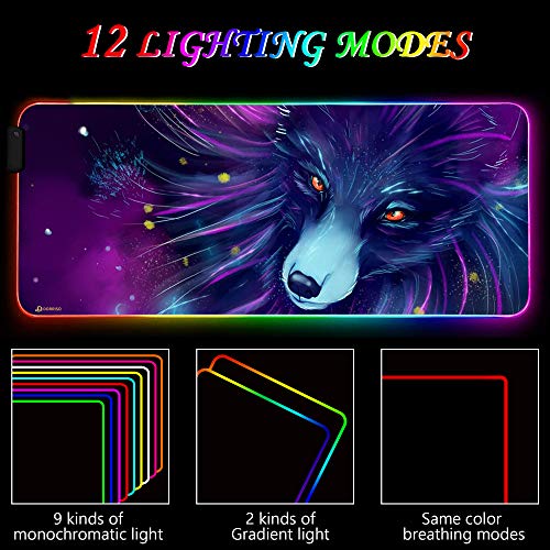 Neu RGB Gaming Mauspad Großes 900x400mm mit 12 RGB Beleuchtungs Modi LED Schreibtischunterlage XXL Wasserdicht Anti Rutsch Mauspad Matte für Computer PC Professionelle Gamer Mousepad Bild 3