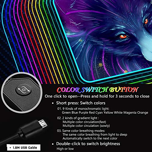 Neu RGB Gaming Mauspad Großes 900x400mm mit 12 RGB Beleuchtungs Modi LED Schreibtischunterlage XXL Wasserdicht Anti Rutsch Mauspad Matte für Computer PC Professionelle Gamer Mousepad Bild 4