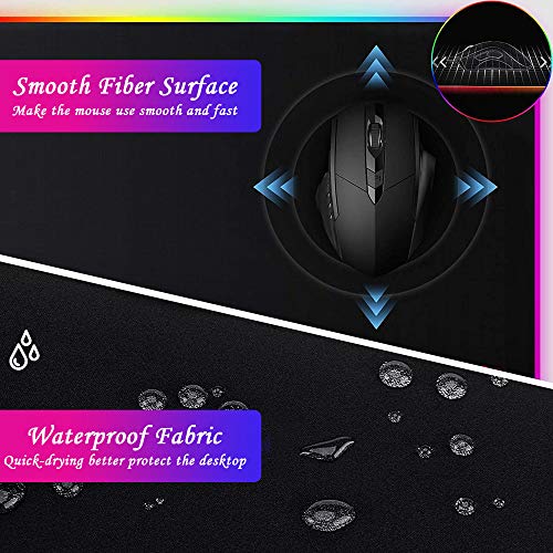 Neu RGB Gaming Mauspad Großes 900x400mm mit 12 RGB Beleuchtungs Modi LED Schreibtischunterlage XXL Wasserdicht Anti Rutsch Mauspad Matte für Computer PC Professionelle Gamer Mousepad Bild 6