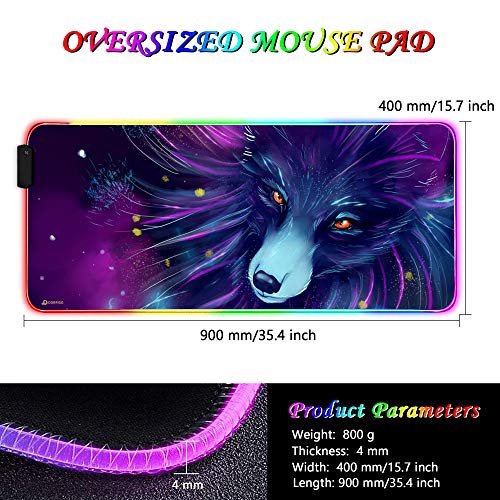 Neu RGB Gaming Mauspad Großes 900x400mm mit 12 RGB Beleuchtungs Modi LED Schreibtischunterlage XXL Wasserdicht Anti Rutsch Mauspad Matte für Computer PC Professionelle Gamer Mousepad Bild 7