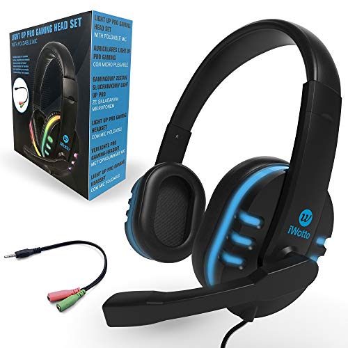 iWotto Gaming-Kopfhörer, Geräuschunterdrückung, Kopfhörer mit flexiblem Mikrofon, Bequeme RGB-Beleuchtung für PS4, Xbox One, PC, Tablet Bild 1