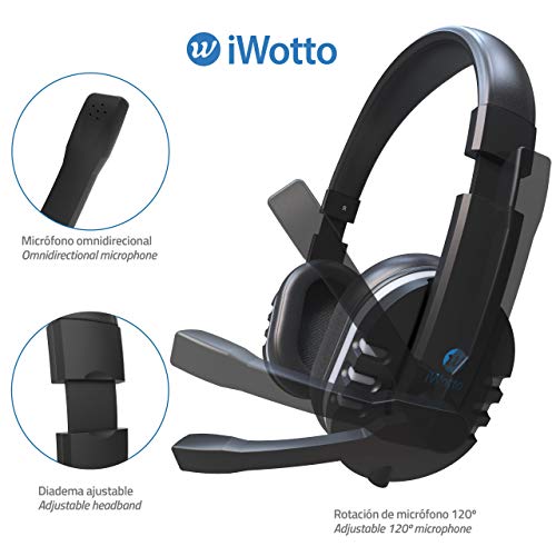 iWotto Gaming-Kopfhörer, Geräuschunterdrückung, Kopfhörer mit flexiblem Mikrofon, Bequeme RGB-Beleuchtung für PS4, Xbox One, PC, Tablet Bild 2