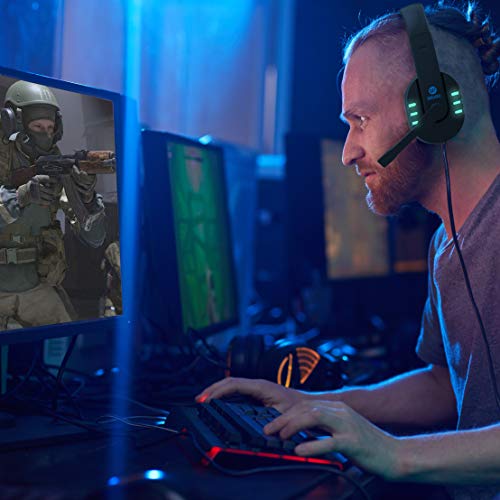 iWotto Gaming-Kopfhörer, Geräuschunterdrückung, Kopfhörer mit flexiblem Mikrofon, Bequeme RGB-Beleuchtung für PS4, Xbox One, PC, Tablet Bild 5
