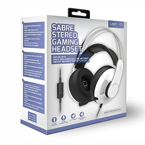 Venom Sabre Multiformat-Gaming-Headset – Weiß (PS5 / Xbox Series X & S / PS4 / Xbox One/PC) Bild 4