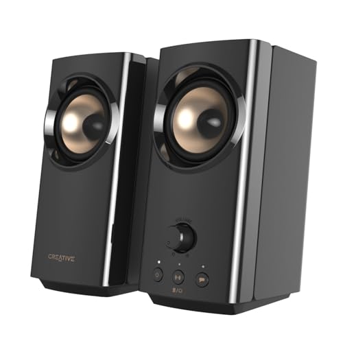 CREATIVE T60 2.0 HiFi-PC-Lautsprecher, USB-C-Audio, Mikrofon, Headset-Anschluss, Bluetooth 5.0, 3,5mm-AUX-In, 60W Spitzenleistung, für PC, Laptop, MAC Bild 1
