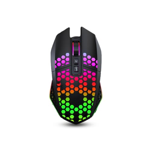 Lazmin112 Wireless Gaming Mouse Wiederaufladbare, stumm aufladende Maus Wireless RGB Luminous Hollow Gaming 2,4-GHz-Computerzubehör für PC-Computer Laptop-Gaming-Player(schwarz) Bild 1