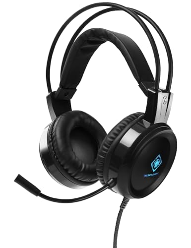 DELTACO GAMING Headset mit LED, Flexibles Mikrofon, 3,5 x 2 (USB für Breathing LED), Stereo, Adapter im Lieferumfang enthalten für PC, Mac, Mobile, Xbox One, PS4, PS5 Bild 1
