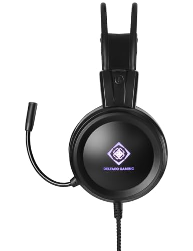 DELTACO GAMING Headset mit LED, Flexibles Mikrofon, 3,5 x 2 (USB für Breathing LED), Stereo, Adapter im Lieferumfang enthalten für PC, Mac, Mobile, Xbox One, PS4, PS5 Bild 2