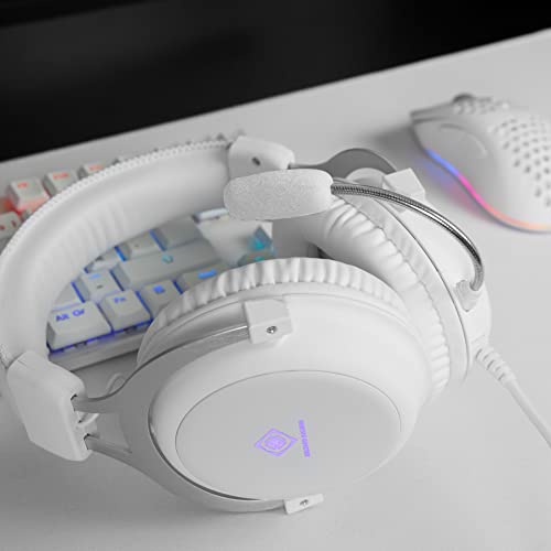 GAM-030-W DELTACO Gaming Over-Ear Headset WH85 mit LED-Beleuchtung (Kopfhörer, Mikrofon, 3,5 mm Klinke + USB für LED, kabelgebunden, mit Lautstärkeregler) weiß Bild 4