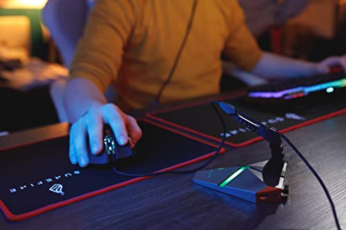 SureFire Axis Gaming Hub - Maus Bungee RGB mit 3x USB 3.2 Gen 1 Anschl├╝ssen, Mauskabelhalter, microSD-Steckplatz f├╝r PC & Notebook Bild 5