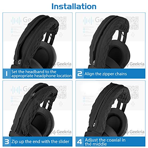 Geekria Verdickung Pullover Stirnband Abdeckung Kompatibel mit Razêr Kraken Pro V2, 7.1 V2, 7.1, Ultimate Gaming Headset/Stirnband Protector Repair Teile/Einfache DIY Installation (Schwarz) Bild 5