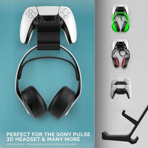 Linkidea Controller & Kopfhörer Wandhalterung Ständer, kompatibel mit PS5 / PS4 DualSense & DualShock 4, Xbox Series X|S/Xbox One Controllern und Headsets, Universal Gaming Hanger (Schwarz) Bild 3