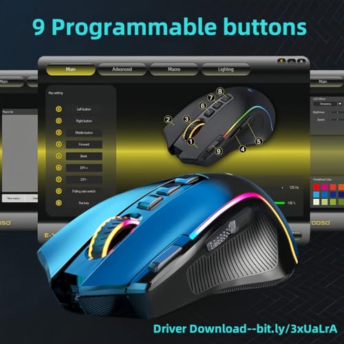 Niceon Gaming Maus kabellos RGB Wiederaufladbare, 9 Programmierbare Tasten, Langer Stunden Akkulaufzeit, Ergonomische Optische PC Mouse Bild 6