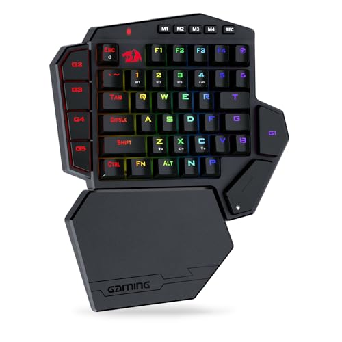 Redragon K585 PRO kabellose einhändige mechanische Tastatur, 42 Tasten, 3-Modus RGB 40% Gaming-Tastatur mit 7 integrierten Makrotasten, abnehmbare Handgelenkstütze, langlebiger Akku (Blauer Schalter) Bild 1