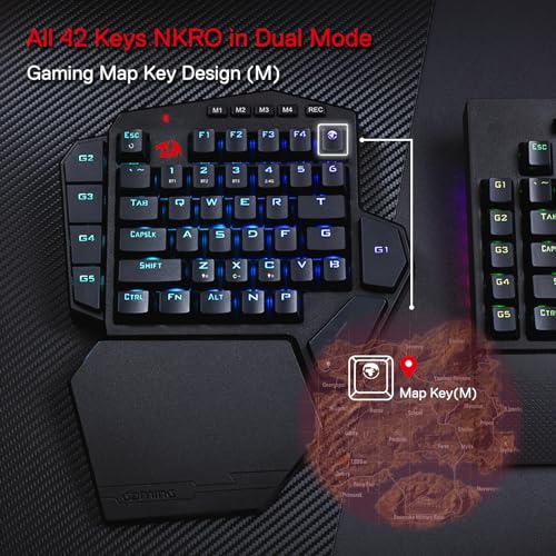 Redragon K585 PRO kabellose einhändige mechanische Tastatur, 42 Tasten, 3-Modus RGB 40% Gaming-Tastatur mit 7 integrierten Makrotasten, abnehmbare Handgelenkstütze, langlebiger Akku (Blauer Schalter) Bild 6