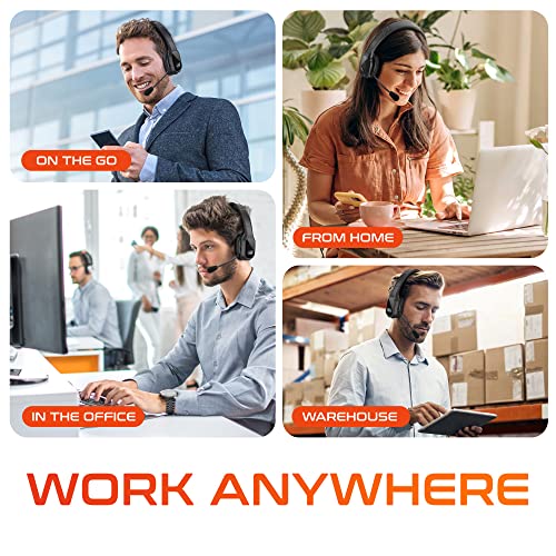Delton Kabelloses Computer-Headset mit USB-Dongle, Trucker-Bluetooth-Headset mit Mikrofon mit Geräuschunterdrückung, 35 Stunden Sprechzeit, kabelloses Headset für Computer, Handy, Treiber, Büro, Bild 4
