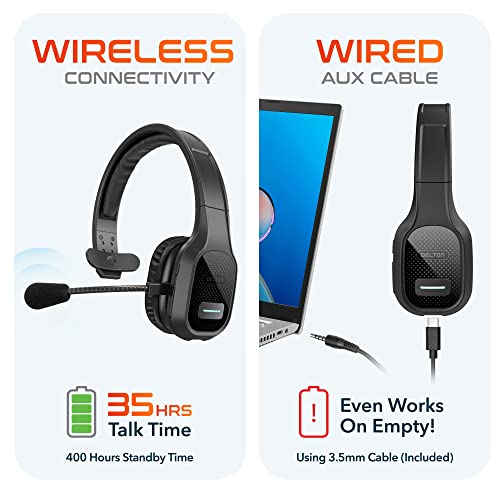 Delton Kabelloses Computer-Headset mit USB-Dongle, Trucker-Bluetooth-Headset mit Mikrofon mit Geräuschunterdrückung, 35 Stunden Sprechzeit, kabelloses Headset für Computer, Handy, Treiber, Büro, Bild 6