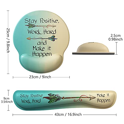 ITNRSIIET Gaming Mousepad mit Handauflage, Maus und Tastatur Handballenauflage-Set, Mauspad Ergonomisches mit Memory Foam Lycra-Stoff und PU-Basis, für Laptop und PC, Inspirierendes Zitat Bild 3
