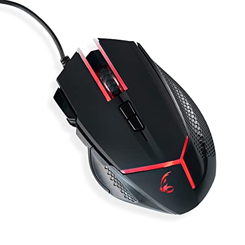 MediaRange Gaming Series kabelgebundene 9-Tasten Gaming-Maus mit optischem Sensor und Gewichtsmanagement, schwarz/rot Bild 2