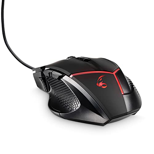 MediaRange Gaming Series kabelgebundene 9-Tasten Gaming-Maus mit optischem Sensor und Gewichtsmanagement, schwarz/rot Bild 3